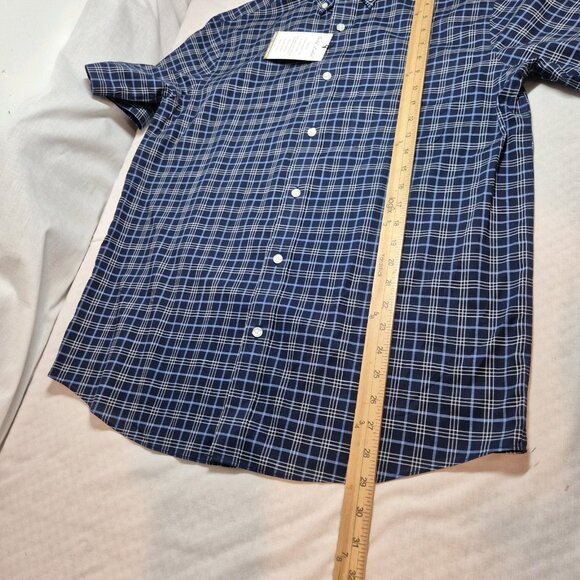 Roundtree Yorke Gold Label Shirt Mens Size S Blue Plaid Short Sleeve Non Iron 57 - Picture 8 of 9